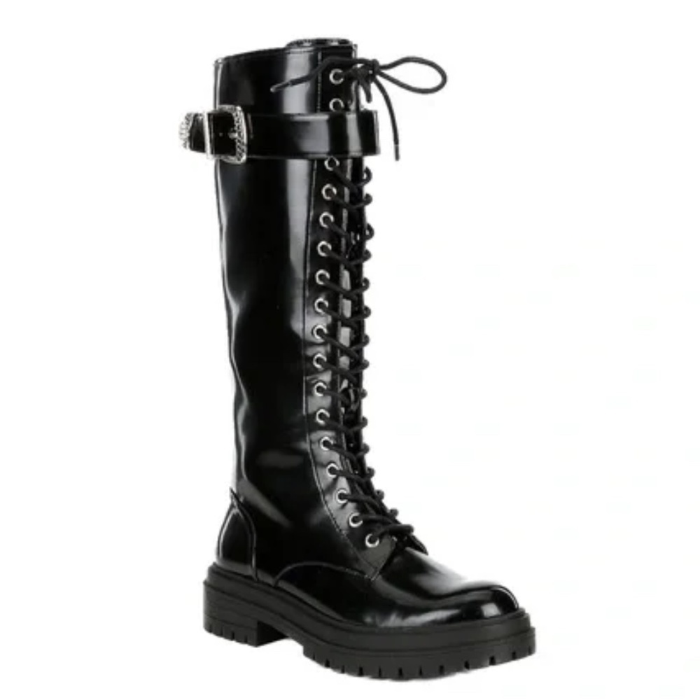NEW GB Gianni Bini Sky Scraper Lace-Up Lug Sole Platform Tall Combat Boo…